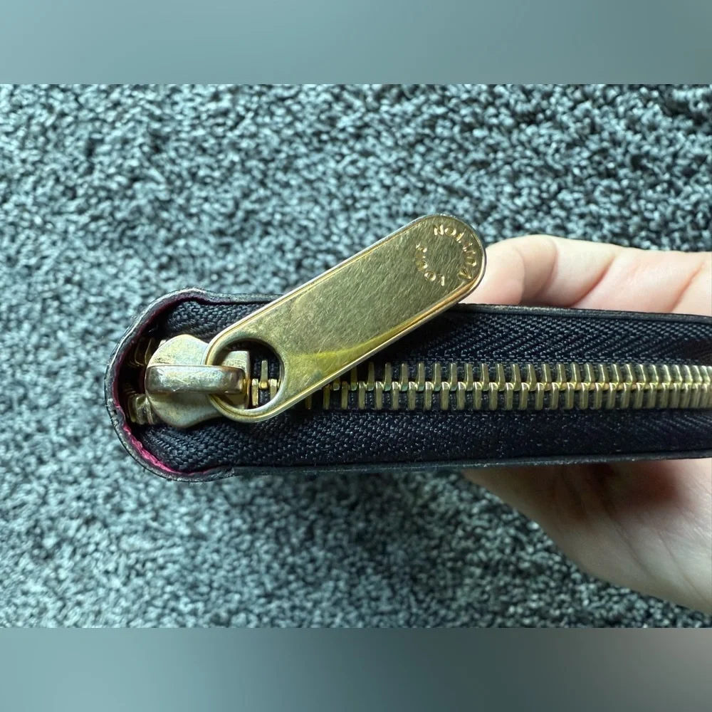 Louis Vuitton black/pink Murakami zip around wallet with COA and dust bag